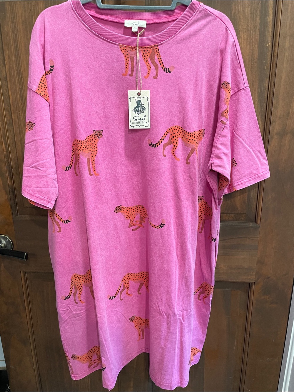 easel Hot Pink and Orange Polka Graphic Top